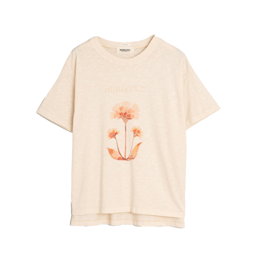 INDI&COLD ecru t-shirt ES376 100% organic cotton MADE IN SPAIN