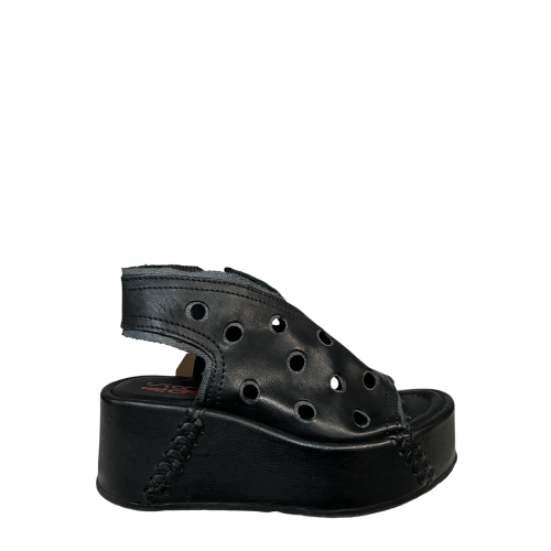 A.S. 98 scarpa donna con buchi nera/smoke aperta in punta e al tallone  B99006 100% pelle