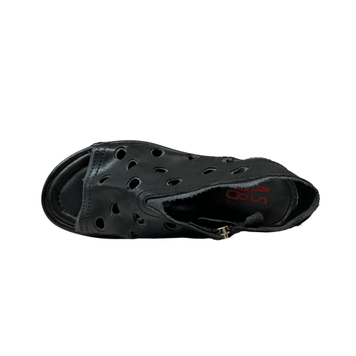A.S. 98 scarpa donna con buchi nera/smoke aperta in punta e al tallone  B99006 100% pelle