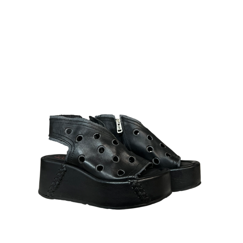A.S. 98 scarpa donna con buchi nera/smoke aperta in punta e al tallone  B99006 100% pelle
