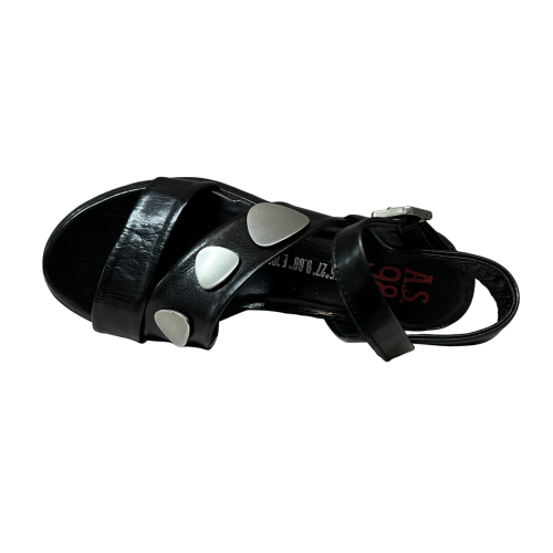 A.S. 98 sandalo donna nero con accessori argento A15040 100% pelle
