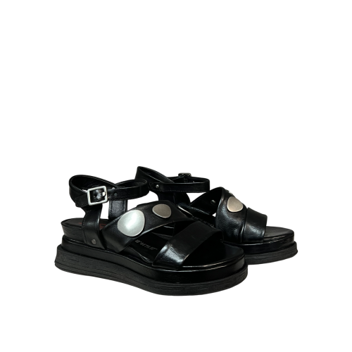 A.S. 98 sandalo donna nero con accessori argento A15040 100% pelle