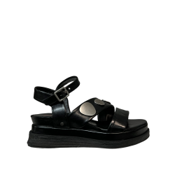 A.S. 98 sandalo donna nero con accessori argento A15040 100% pelle