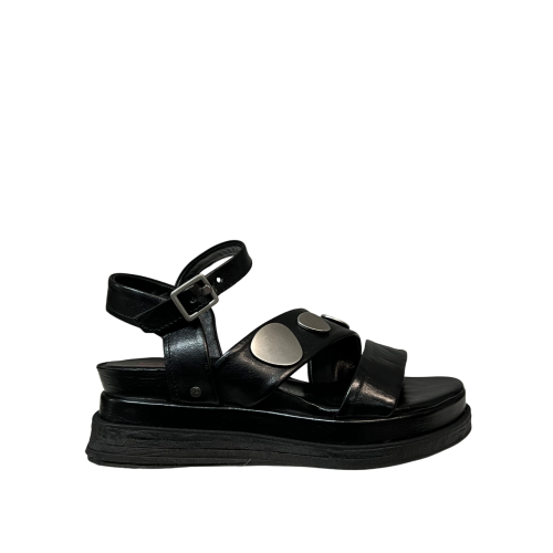 A.S. 98 sandalo donna nero con accessori argento A15040 100% pelle