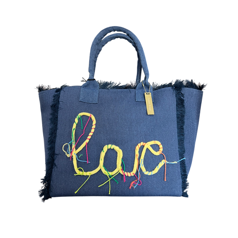 FEMME ROUGE by ALMALA blue cotton shopping bag GB022C4151 handmade MADE IN ITALY