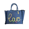 FEMME ROUGE by ALMALA blue cotton shopping bag GB022C4151 handmade MADE IN ITALY