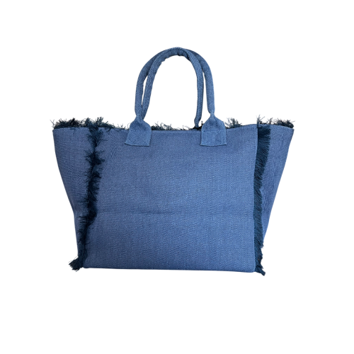 FEMME ROUGE by ALMALA borsa shopping bag cotone blu GB022C4151 fatta a mano MADE IN ITALY