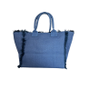 FEMME ROUGE by ALMALA blue cotton shopping bag GB022C4151 handmade MADE IN ITALY