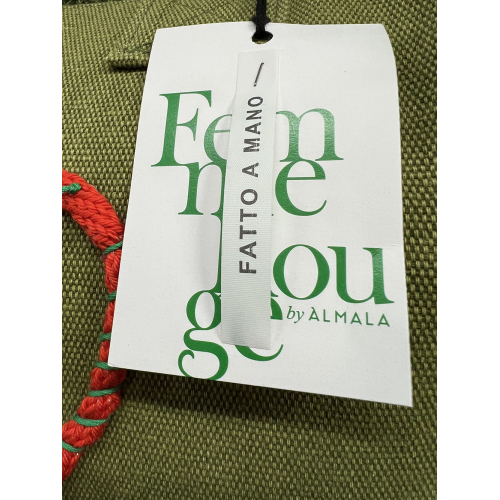 FEMME ROUGE by ALMALA borsa shopping bag cotone verde GB022C4151 fatta a mano MADE IN ITALY