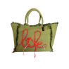 FEMME ROUGE by ALMALA borsa shopping bag cotone verde GB022C4151 fatta a mano MADE IN ITALY