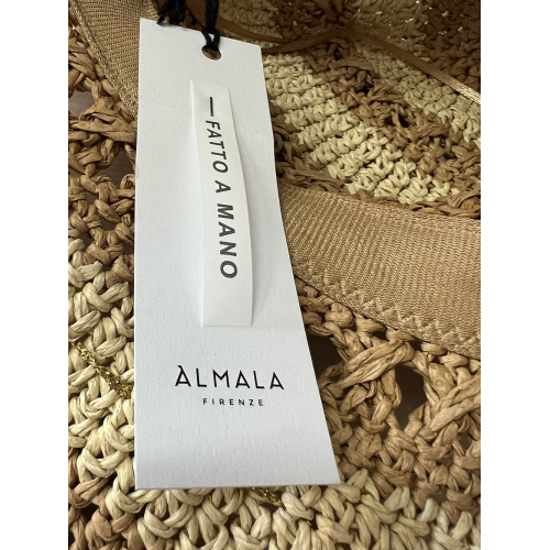 ALMALA women's hat paper beige tones with reinforcement around FA012F3081 HANDMADE