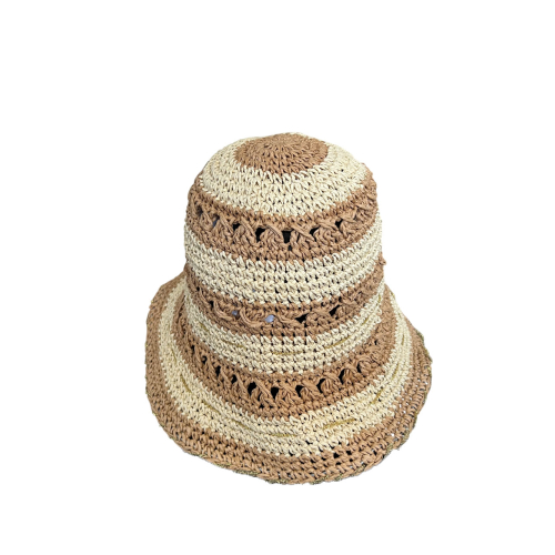 ALMALA women's hat paper beige tones with reinforcement around FA012F3081 HANDMADE