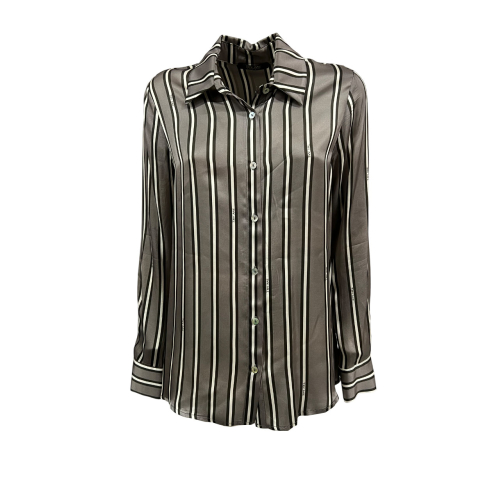 TRY ME camicia donna over righe tortora 4325/37ST RIGA TAUPE  MADE IN ITALY