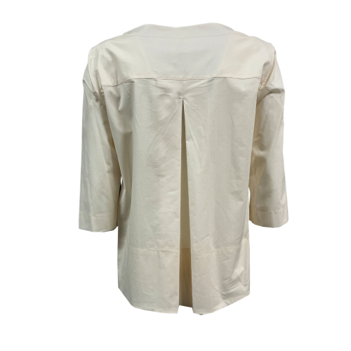 LIVIANA CONTI women's trapeze blouse ecru flower print coccio L5SU02 GIOVI MADE IN ITALY