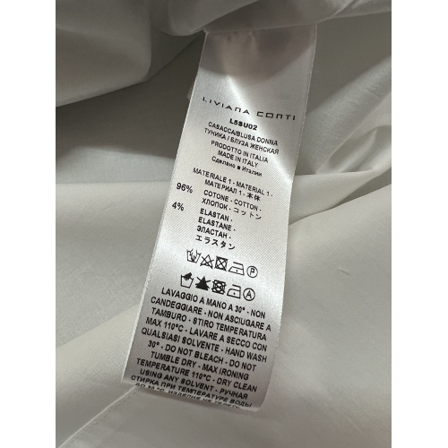 LIVIANA CONTI women's trapeze blouse white black flower print L5SU02 GIOVI MADE IN ITALY