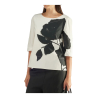 LIVIANA CONTI women's trapeze blouse white black flower print L5SU02 GIOVI MADE IN ITALY