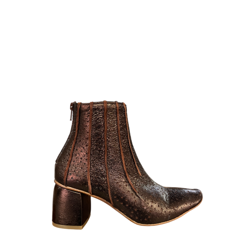 KUDETA’ women's low laminated chocolate boot 514505 LAME’ MADE IN ITALY