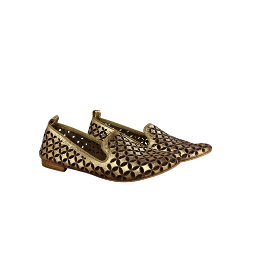 KUDETA’ women's perforated gold laminated shoe 314102 LAME’ MADE IN ITALY