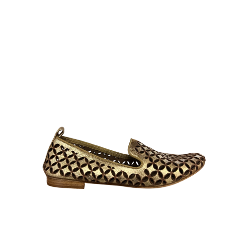KUDETA’ women's perforated gold laminated shoe 314102 LAME’ MADE IN ITALY