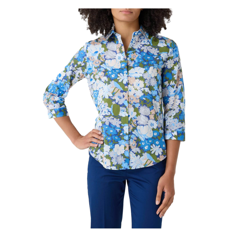 ZANETTI 1965 camicia cotone stampa floreale liberty azzurro ZB0134-A11712