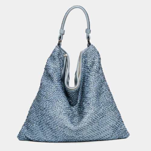 REPTILE'S HOUSE shopper blu corfu in pelle DIANA H811V39867 GROOVE Made in Italy