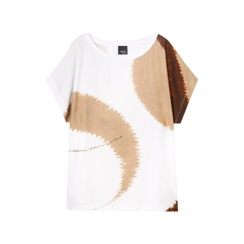 PERSONA by Marina Rinaldi oversized crew neck t-shirt white/coffee 2513971192 KRISS