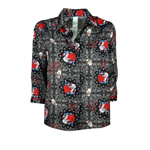 IL TE DELLE 5 black patterned shirt SPANK CUORE model SPOON MADE IN ITALY