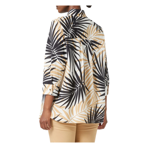 PERSONA By Marina Rinaldi oversized shirt with leaves pattern white/black/camel 2513191036600 RAID