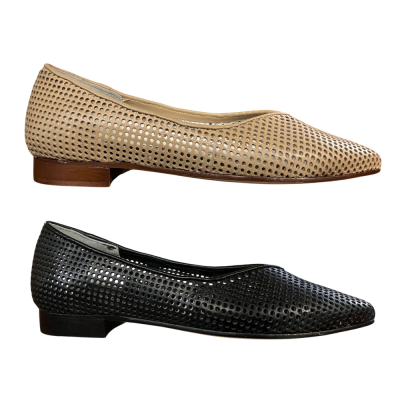 UPPER CLASS women's ballerina perforated leather pointed 4110 MADE IN ITALY