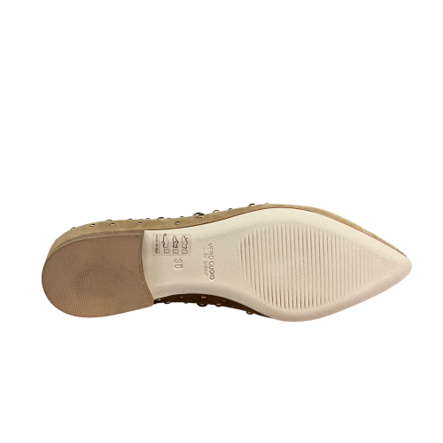 UPPER CLASS ballerina camoscio miele con borchie dorate a punta 4101 MADE IN ITALY