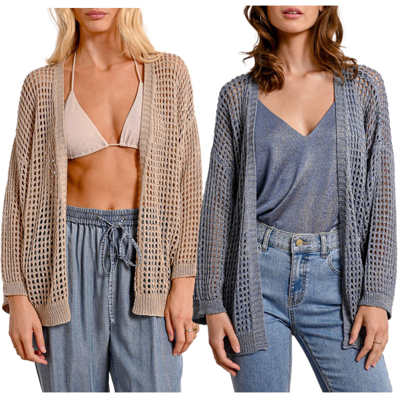 MOLLY BRACKEN cardigan donna maglia a rete LA1711DP 97% acrilico 3% poliestere