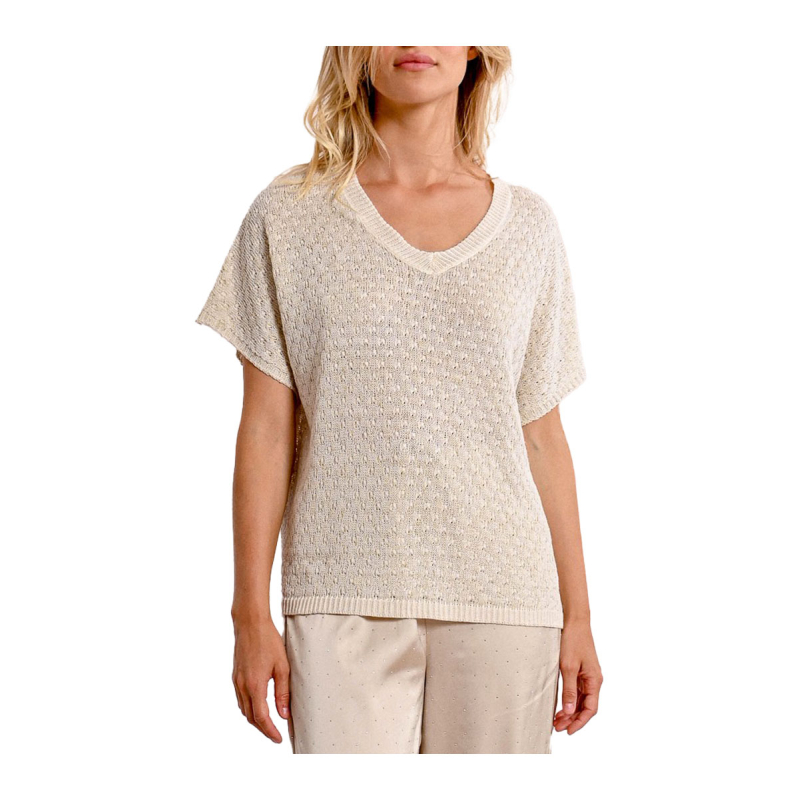 MOLLY BRACKEN women's boxy knitted sweater beige LA1729DP 100% polyester