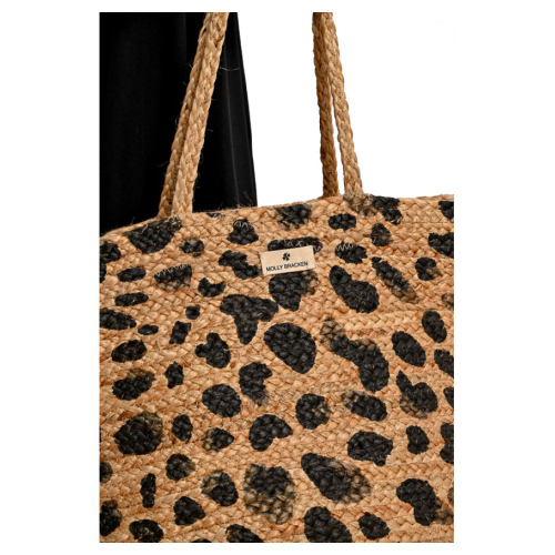 MOLLY BRACKEN women's bag biscuit black animalier print 100% jute