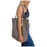 MOLLY BRACKEN women's bag cotton blend fabric blue/ivory stripes ZA63DE