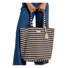 MOLLY BRACKEN women's bag cotton blend fabric blue/ivory stripes ZA63DE