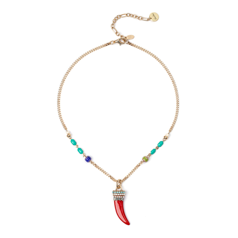 SODINI Collana corta groumette e cornetto Partenope 551739T Rosso