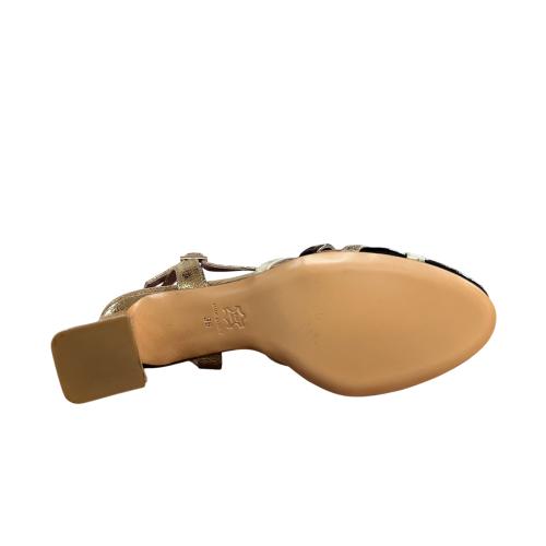 ENTOURAGE ILLIMITED two-material gold/black/ivory shoe TERESA MADE IN ITALY