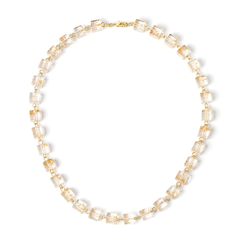 SODINI Short necklace with small cubes Kaaba 832105D White/gold