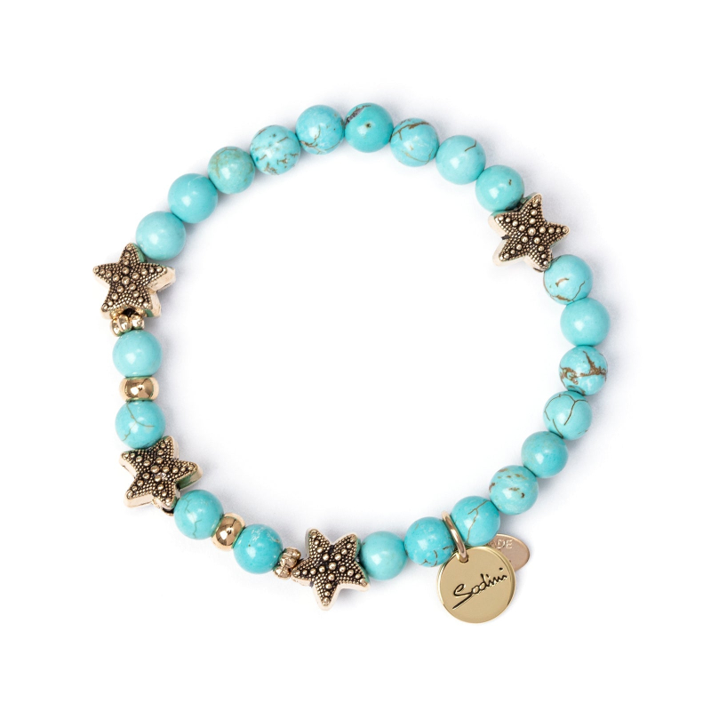 SODINI Elastic bracelet boule and mini starfish Partenope Turquoise 551766