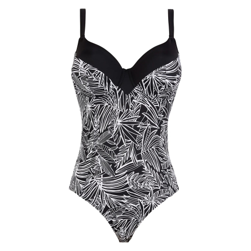 SANS COMPLEXE PARIS costume intero con ferretto coppa D nero/bianco con inserti neri 28AAM89