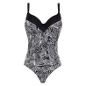SANS COMPLEXE PARIS costume intero con ferretto coppa D nero/bianco con inserti neri 28AAM89