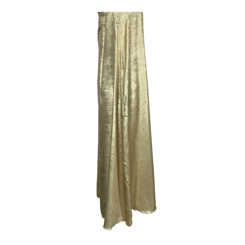 ORIMUSI abito donna lungo tessuto laminato oro svasato NARCISO LUREX MADE IN ITALY