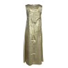 ORIMUSI abito donna lungo tessuto laminato oro svasato NARCISO LUREX MADE IN ITALY