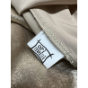 ORIMUSI abito donna lungo tessuto laminato oro svasato NARCISO LUREX MADE IN ITALY