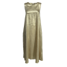 ORIMUSI abito donna lungo tessuto laminato oro svasato NARCISO LUREX MADE IN ITALY
