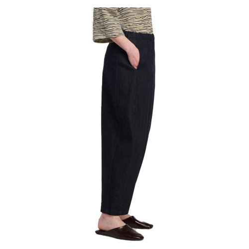 NEIRAMI jeans donna a ovetto blu scuro tasche laterali P007ND MADE IN ITALY