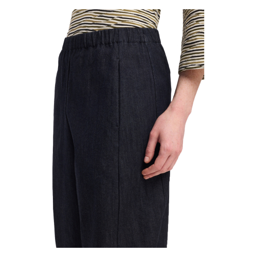 NEIRAMI jeans donna a ovetto blu scuro tasche laterali P007ND MADE IN ITALY