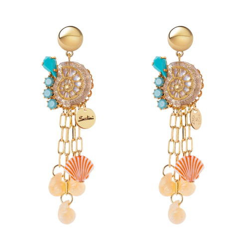 SODINI Earrings with snail and chains Ondina Multicolor 331256