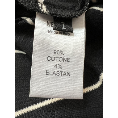 NEIRAMI women's dress flared wide neckline black stripes butter B107RG MADE IN ITALY