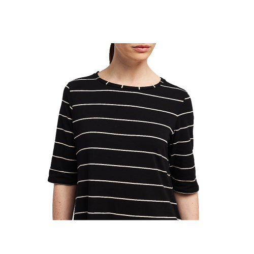 NEIRAMI women's dress flared wide neckline black stripes butter B107RG MADE IN ITALY